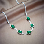 Oval Green Crystal Pendant Necklace Set